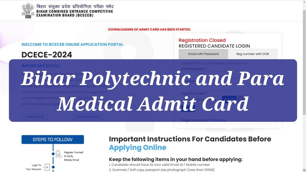 Bihar Para Medical and Polytechnic Admit Card 2024 Download